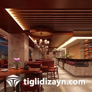 Ahşap retaurant iç dizayn tavan çalışmaları