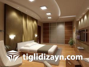 yatak odası ahşap iç dizayn